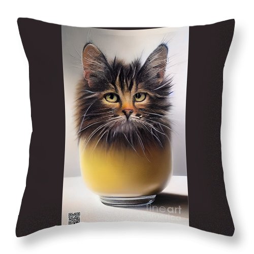Teacup Cat - Throw Pillow