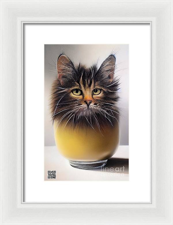 Teacup Cat - Framed Print