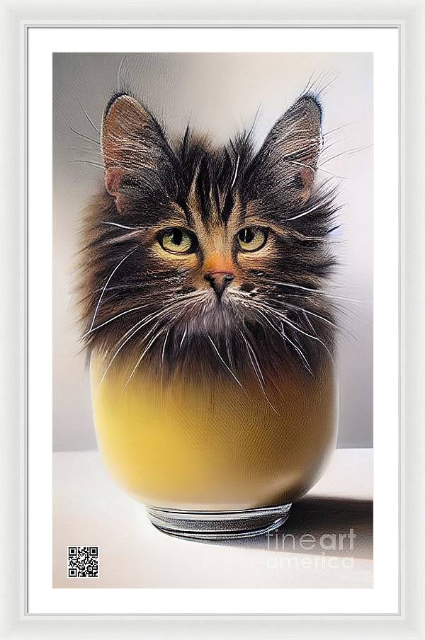 Teacup Cat - Framed Print