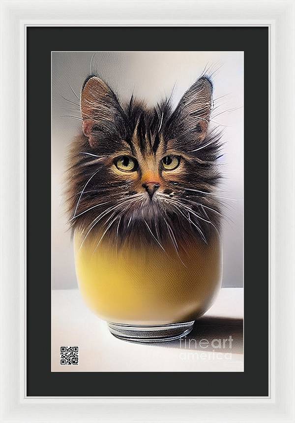 Teacup Cat - Framed Print