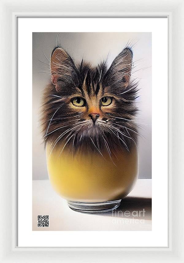 Teacup Cat - Framed Print