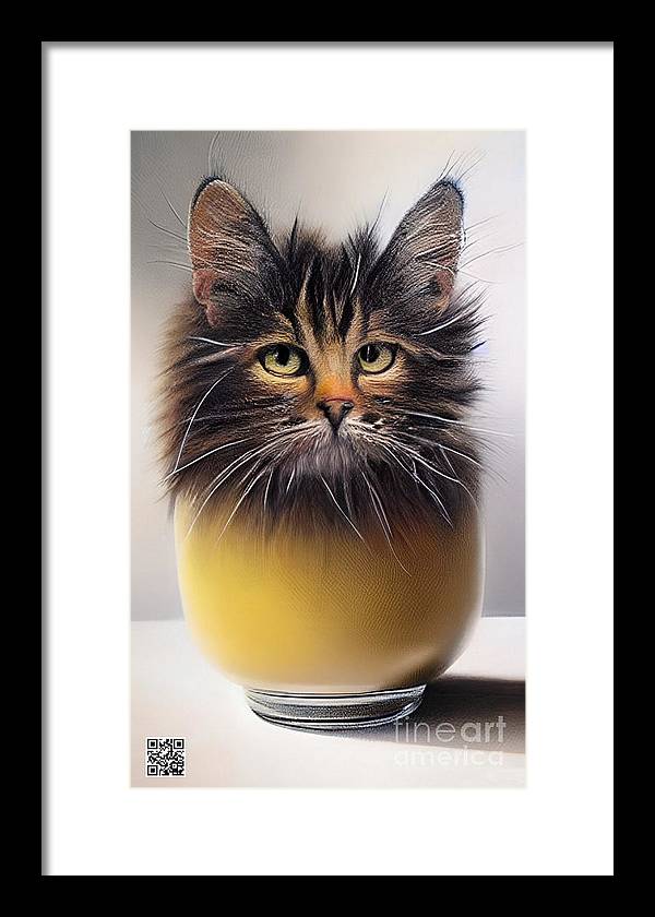 Teacup Cat - Framed Print