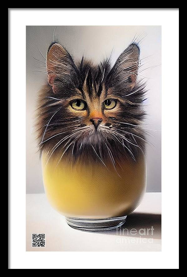 Teacup Cat - Framed Print