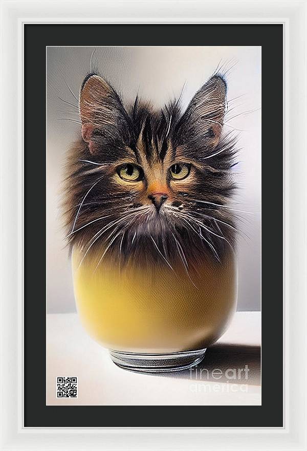 Teacup Cat - Framed Print