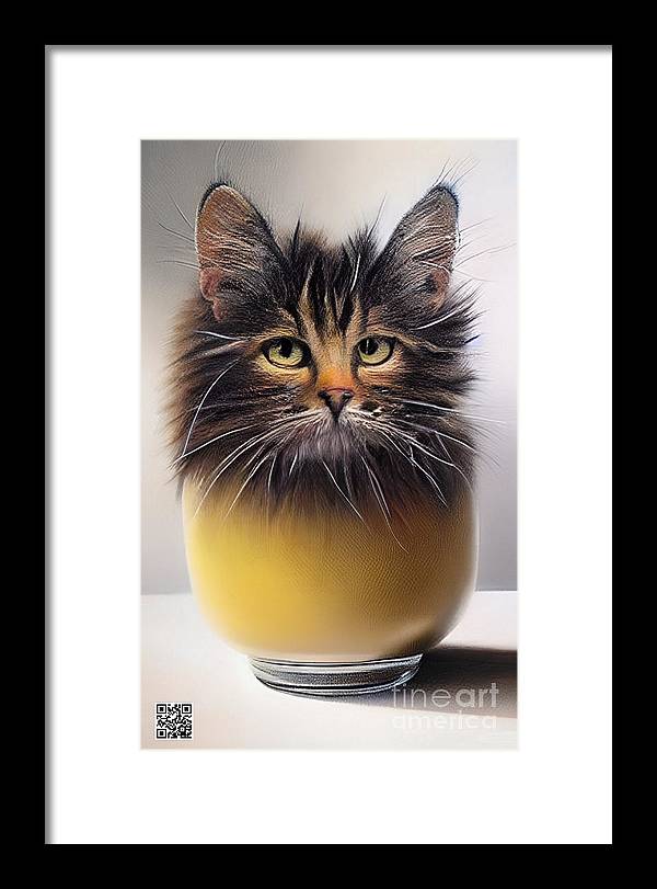 Teacup Cat - Framed Print