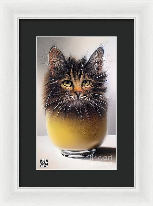 Teacup Cat - Framed Print