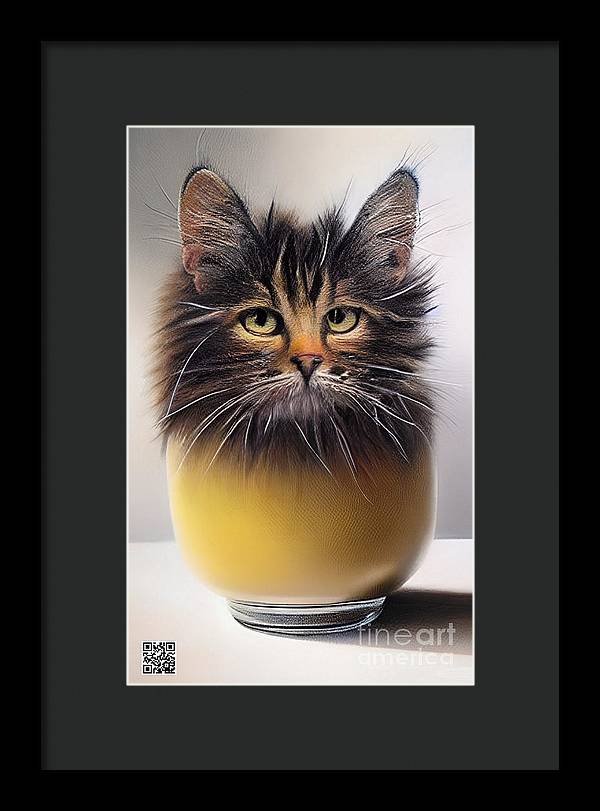 Teacup Cat - Framed Print