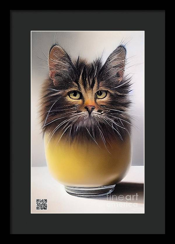 Teacup Cat - Framed Print