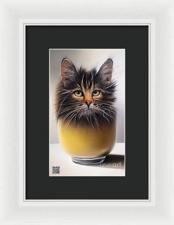 Teacup Cat - Framed Print