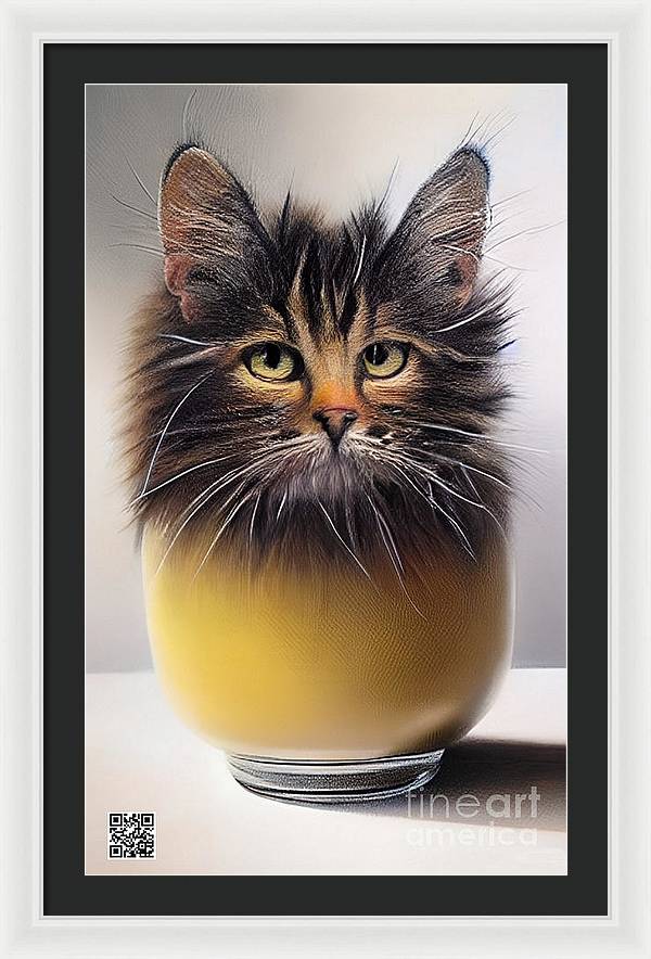 Teacup Cat - Framed Print