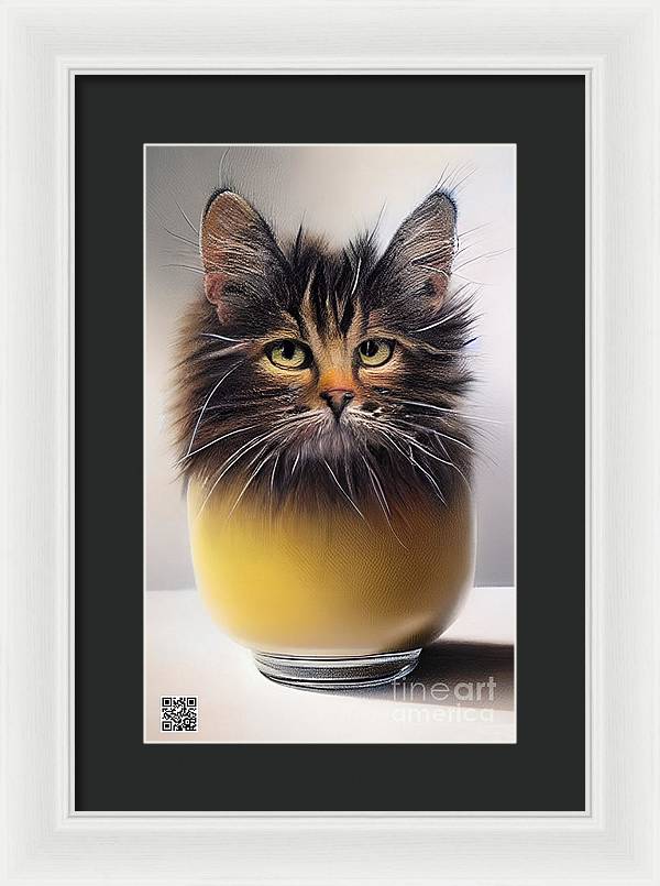 Teacup Cat - Framed Print