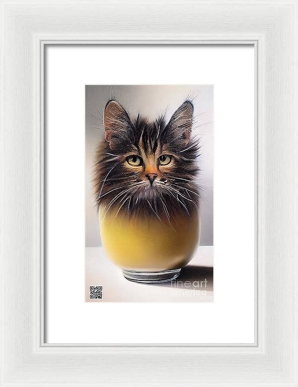 Teacup Cat - Framed Print