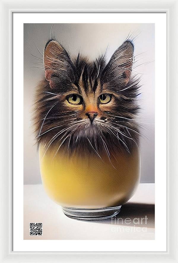 Teacup Cat - Framed Print