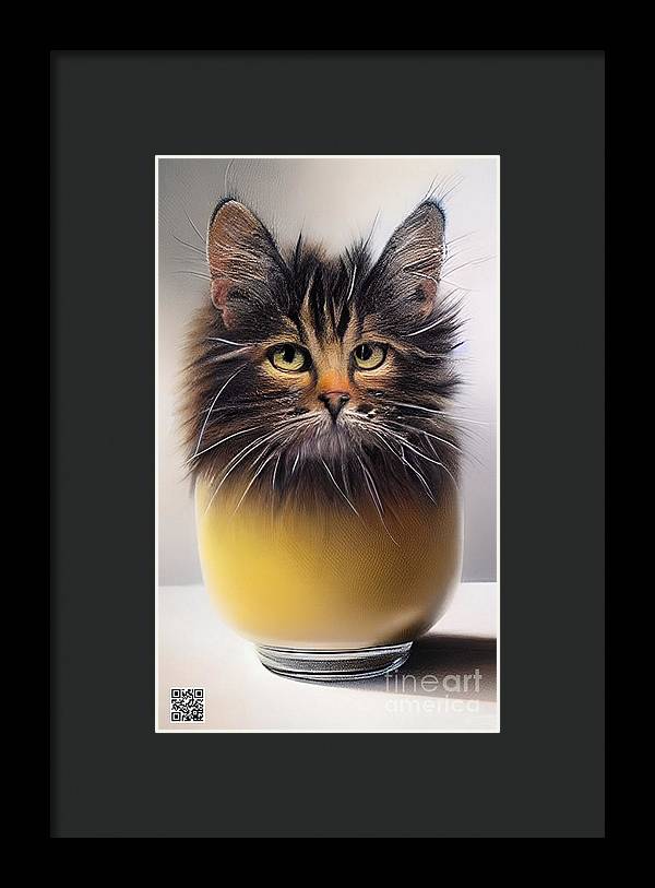 Teacup Cat - Framed Print