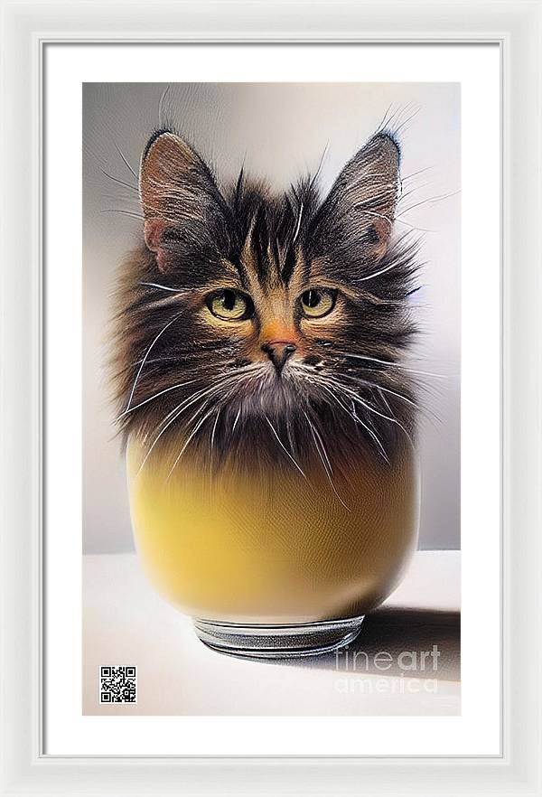 Teacup Cat - Framed Print