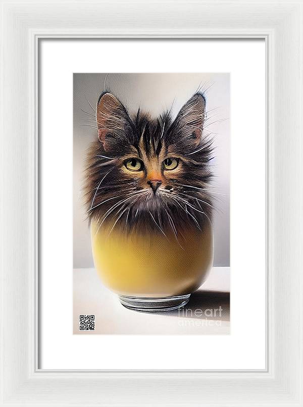 Teacup Cat - Framed Print