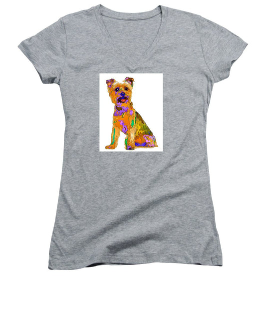 Women's V-Neck T-Shirt (Junior Cut) - The Best Dog. Pet Series