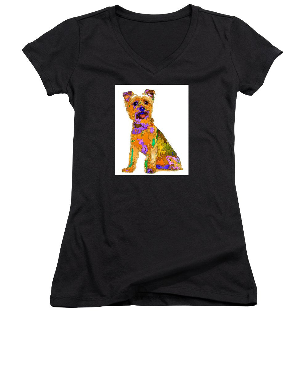 Women's V-Neck T-Shirt (Junior Cut) - The Best Dog. Pet Series