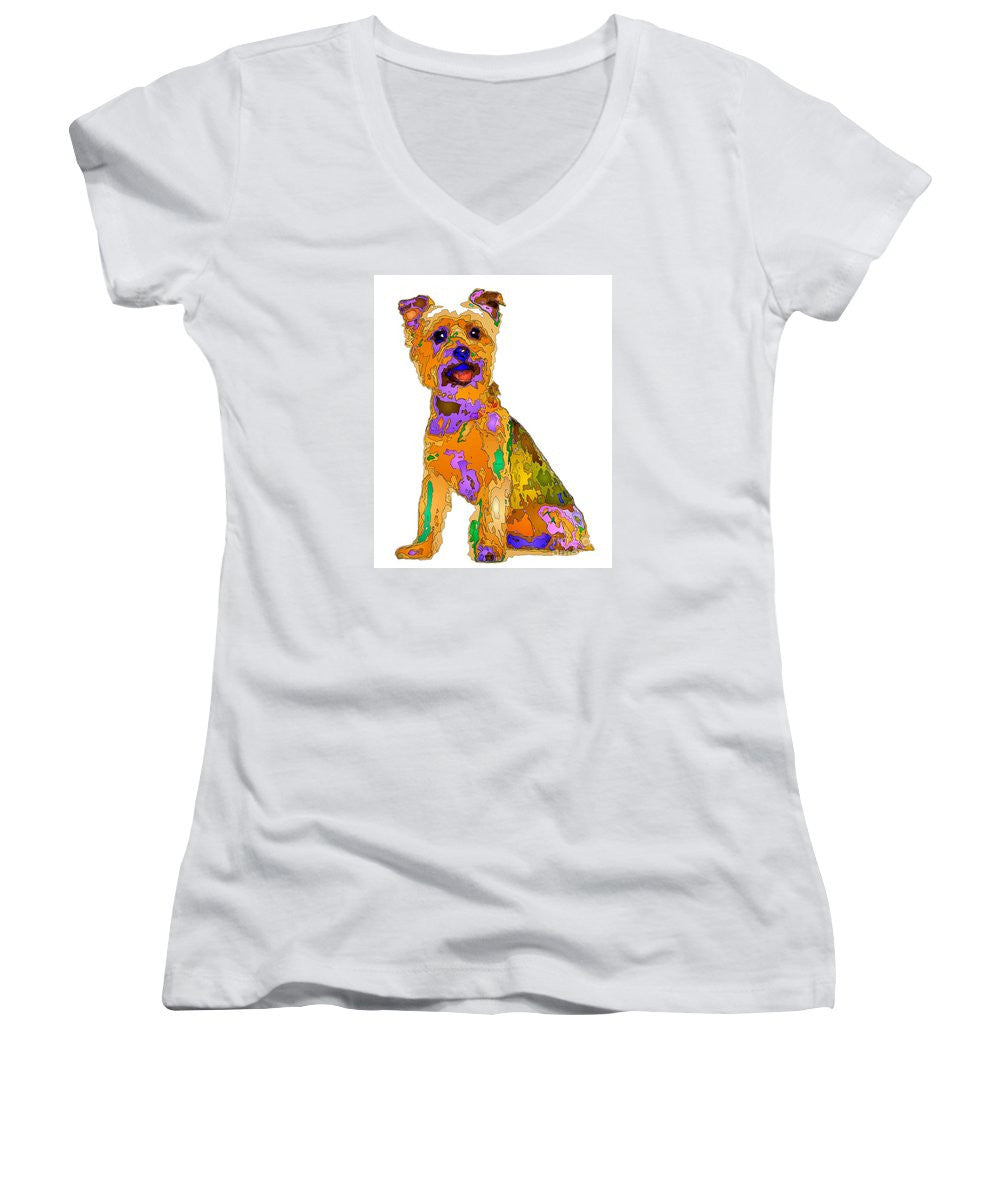 Women's V-Neck T-Shirt (Junior Cut) - The Best Dog. Pet Series