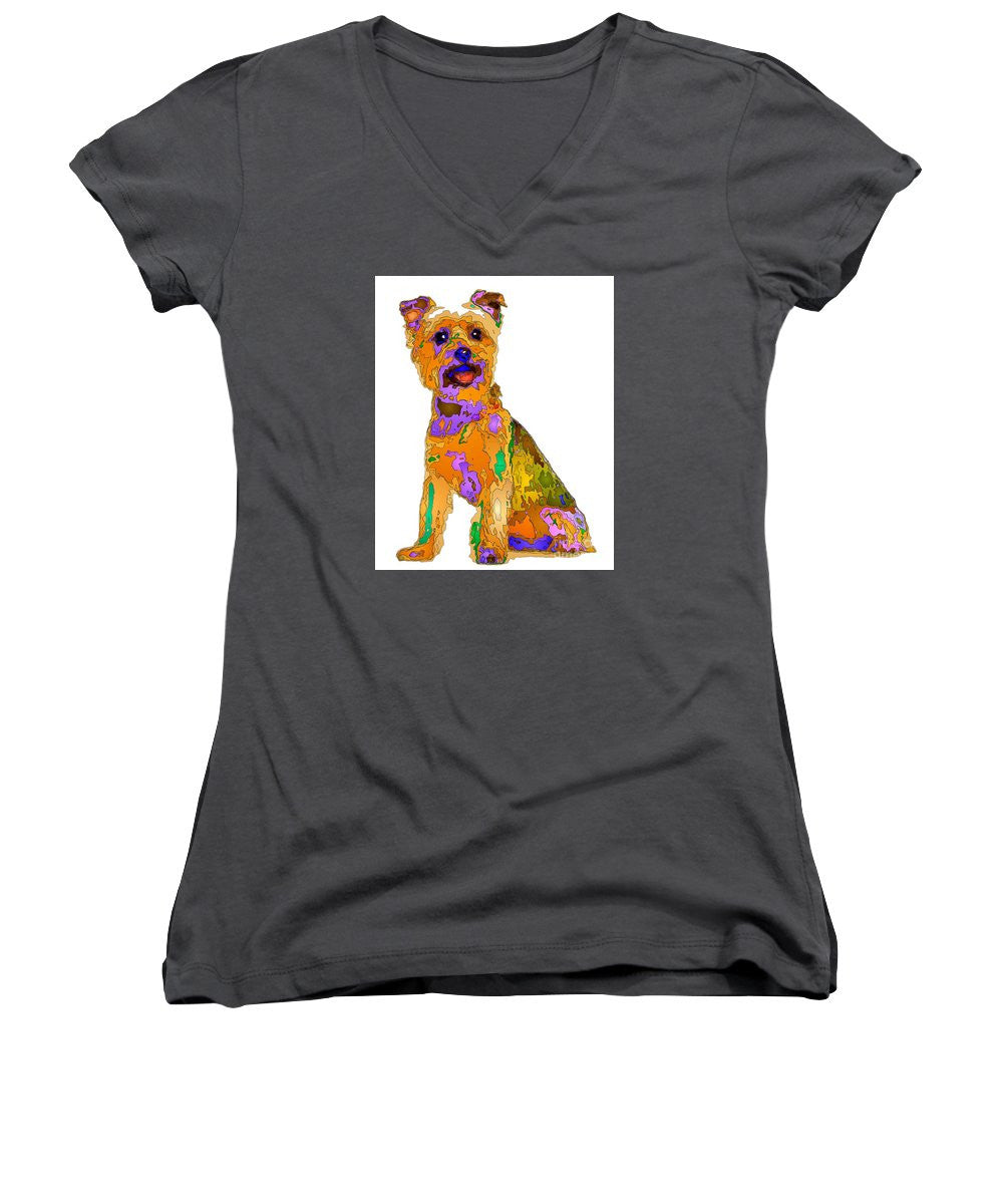 Women's V-Neck T-Shirt (Junior Cut) - The Best Dog. Pet Series