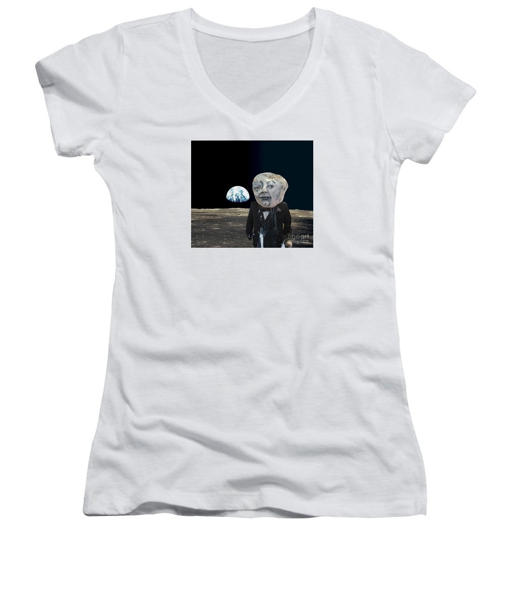 Women's V-Neck T-Shirt (Junior Cut) - The Man In The Moon