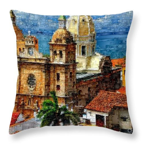 Throw Pillow - The Walled City In Cartagena De Indias Colombia
