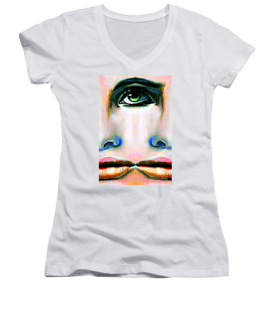 T-shirt col V pour femme (coupe junior) - Deux faces d'une pièce