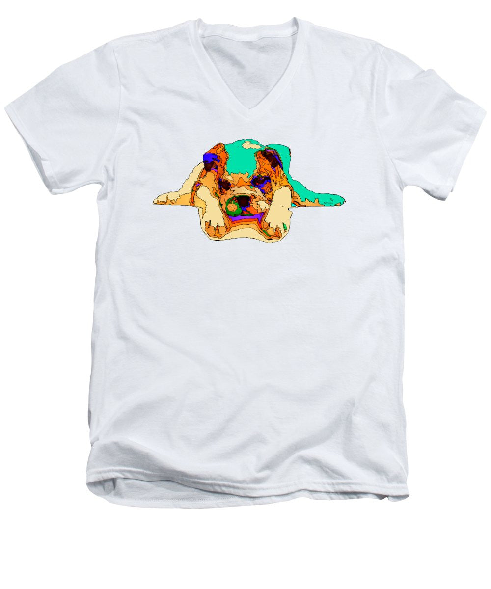Men's V-Neck T-Shirt - Waiting For You. Dog Series