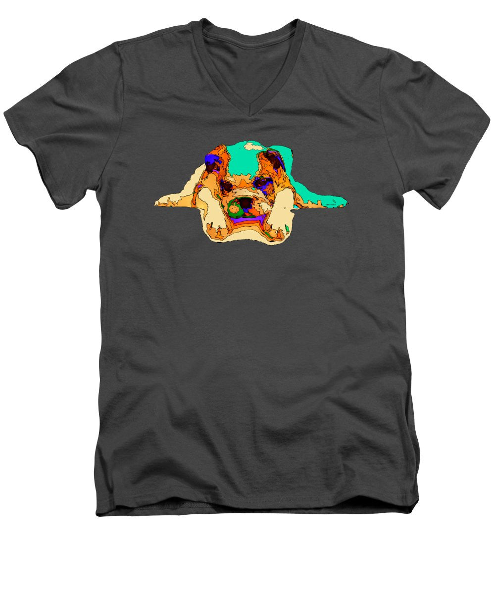 Men's V-Neck T-Shirt - Waiting For You. Dog Series