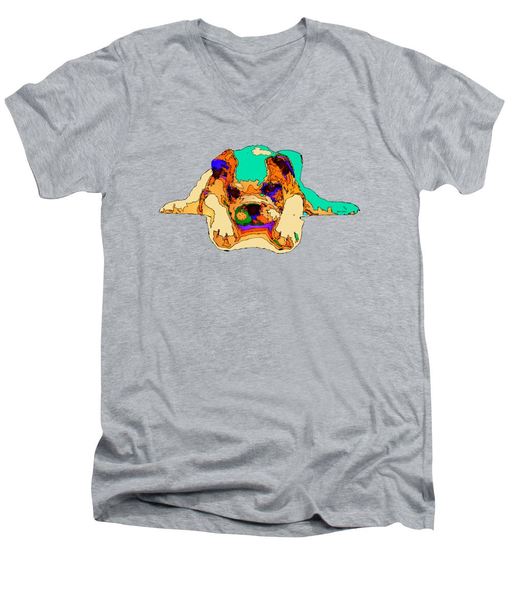 Men's V-Neck T-Shirt - Waiting For You. Dog Series