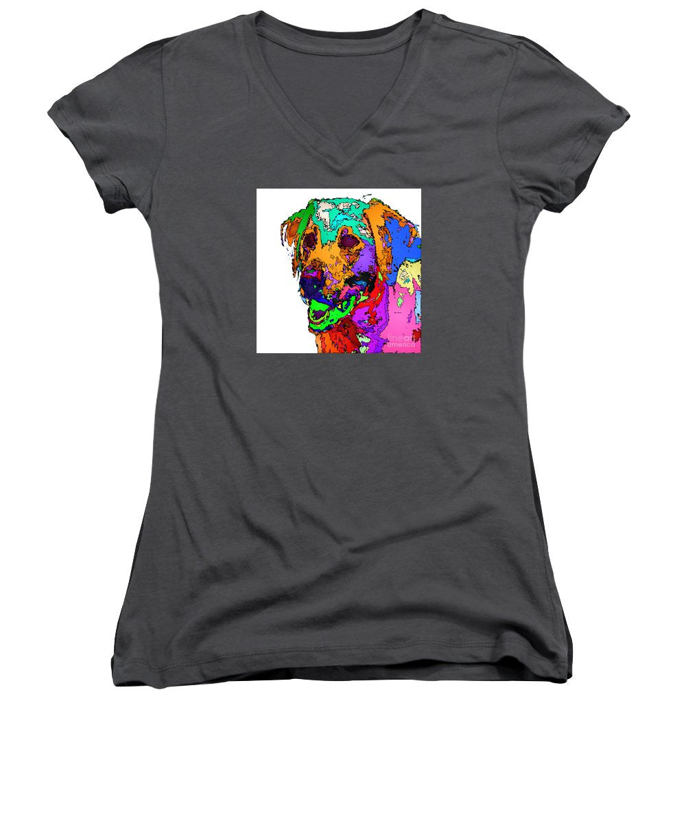 Women's V-Neck T-Shirt (Junior Cut) - Want To Go For A Walk. Pet Series