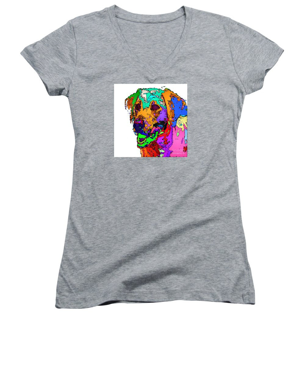 Women's V-Neck T-Shirt (Junior Cut) - Want To Go For A Walk. Pet Series