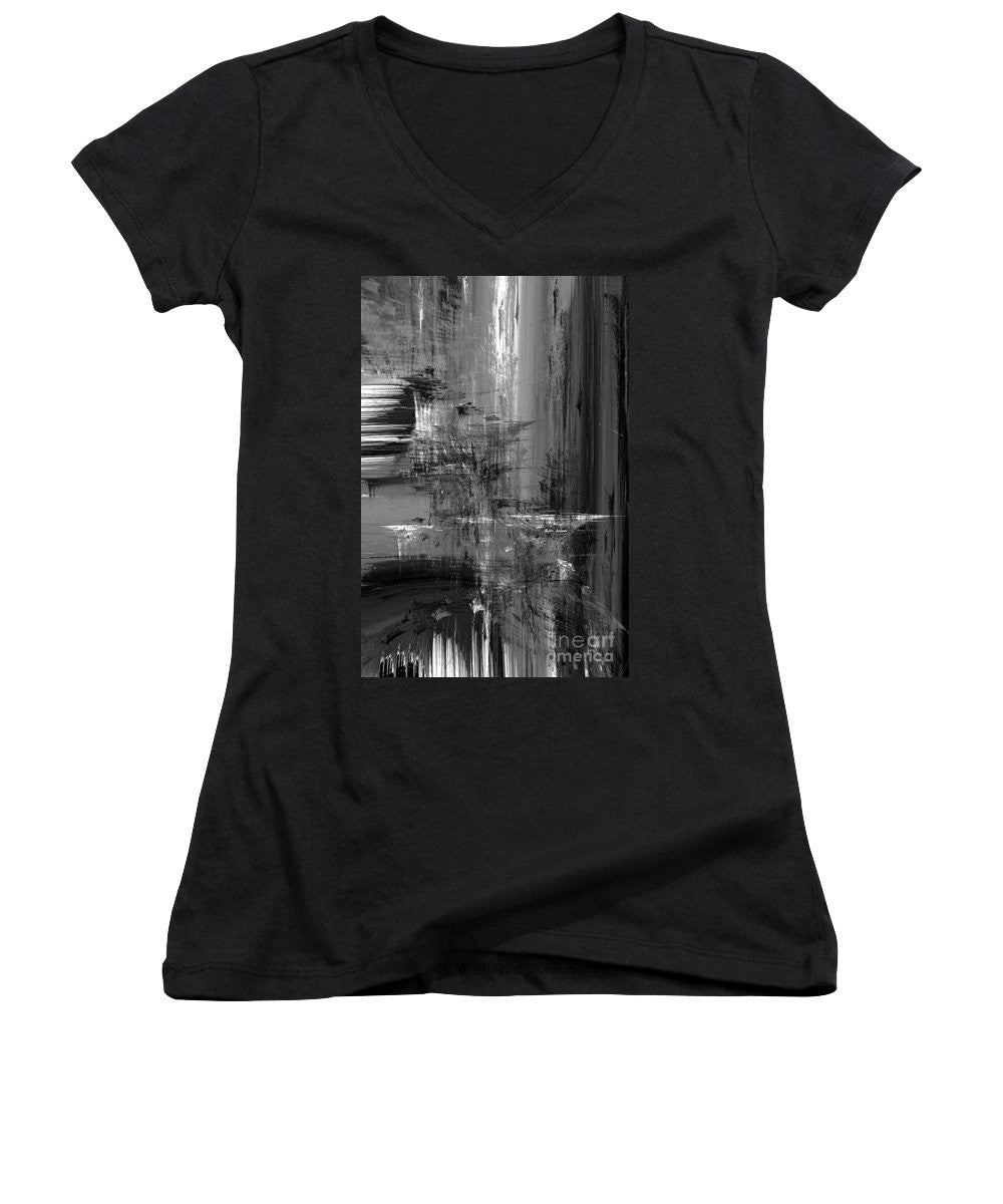 Women's V-Neck T-Shirt (Junior Cut) - Waterfall In Black And White