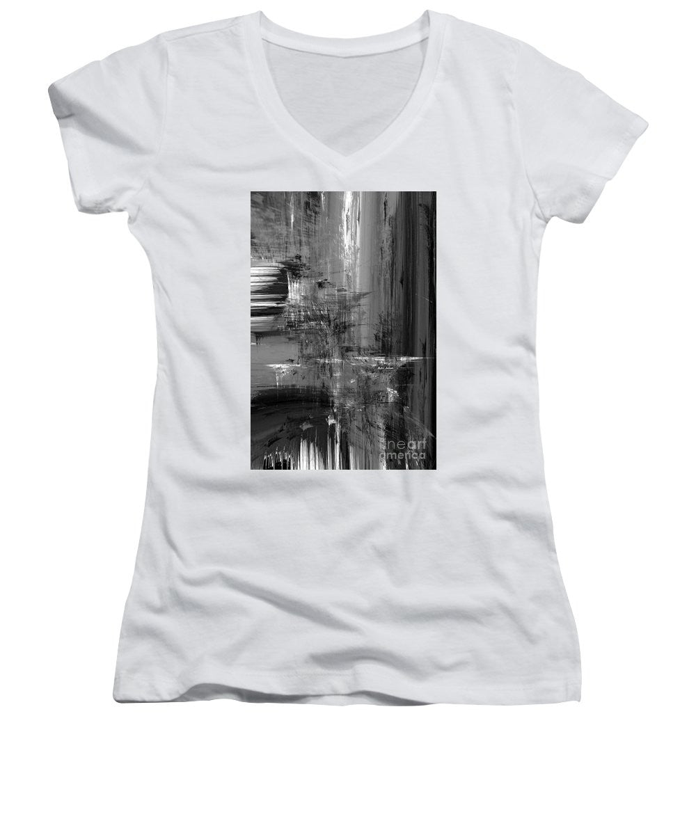 Women's V-Neck T-Shirt (Junior Cut) - Waterfall In Black And White