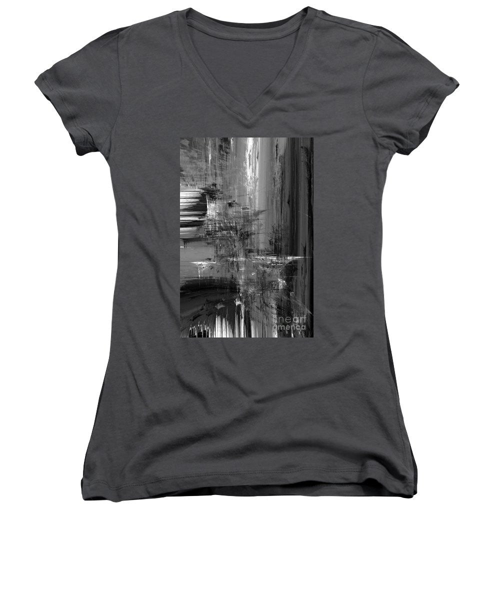 Women's V-Neck T-Shirt (Junior Cut) - Waterfall In Black And White