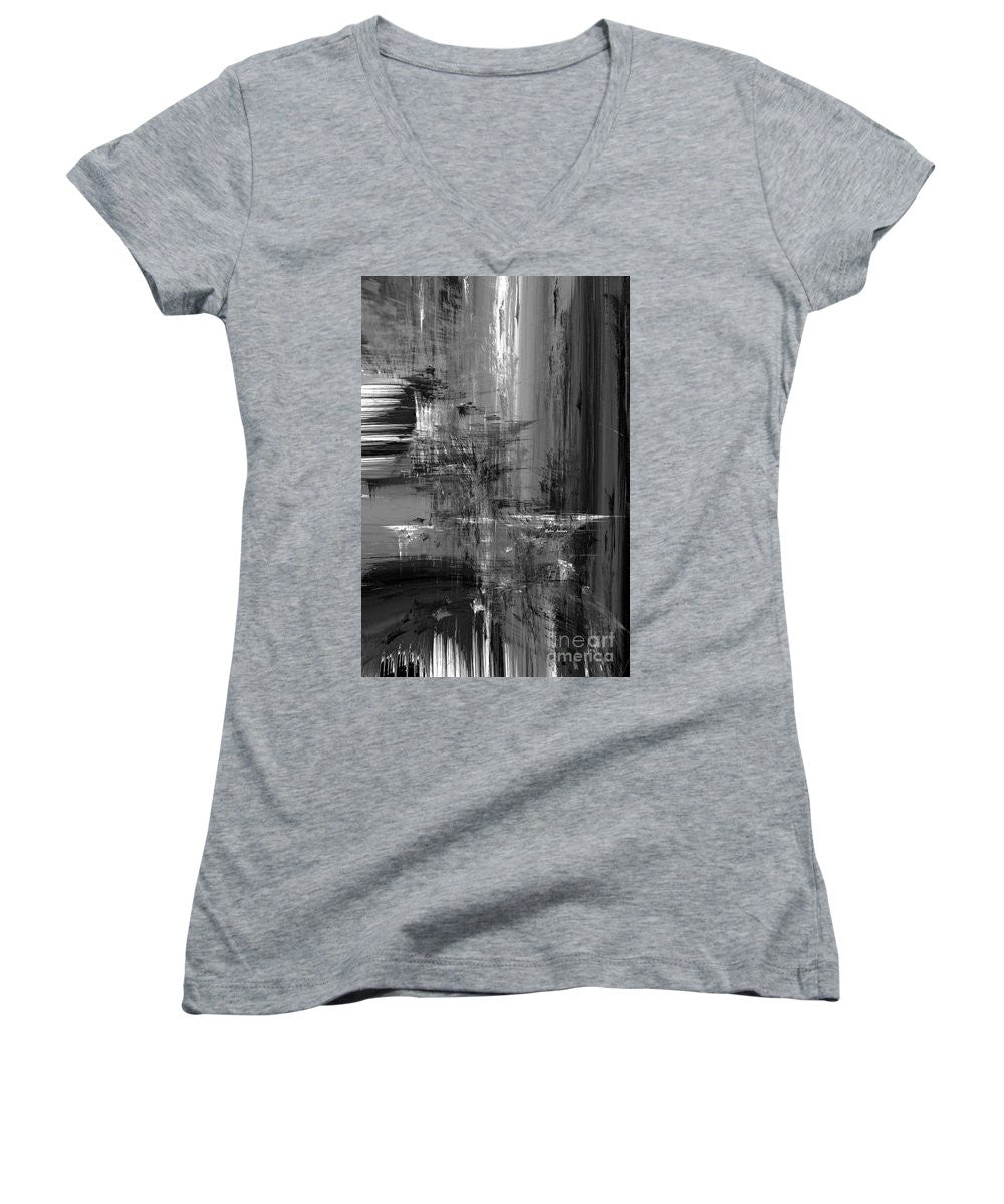 Women's V-Neck T-Shirt (Junior Cut) - Waterfall In Black And White