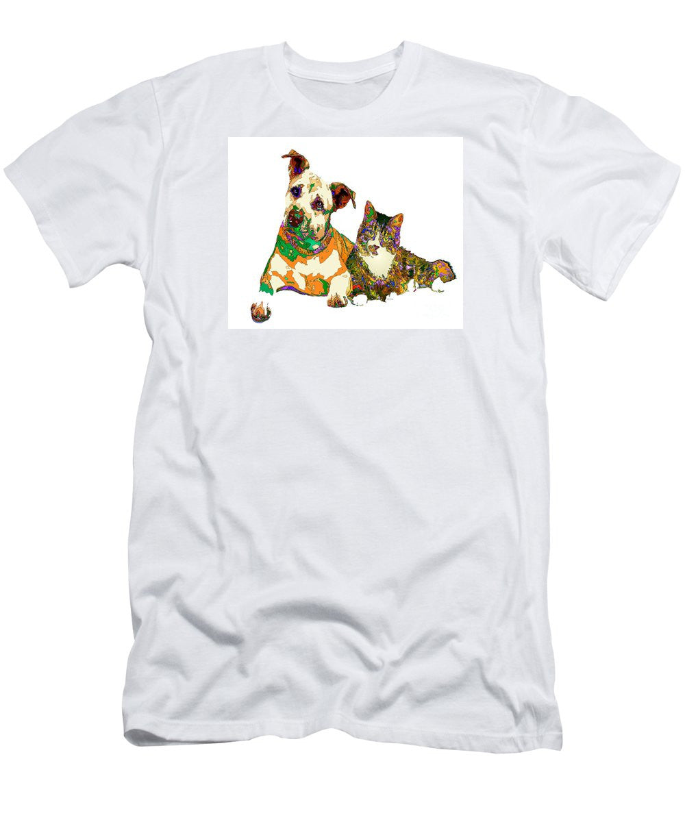 T-shirt pour homme (coupe ajustée) - Nous rendons les gens heureux dans la vie. Série pour animaux de compagnie