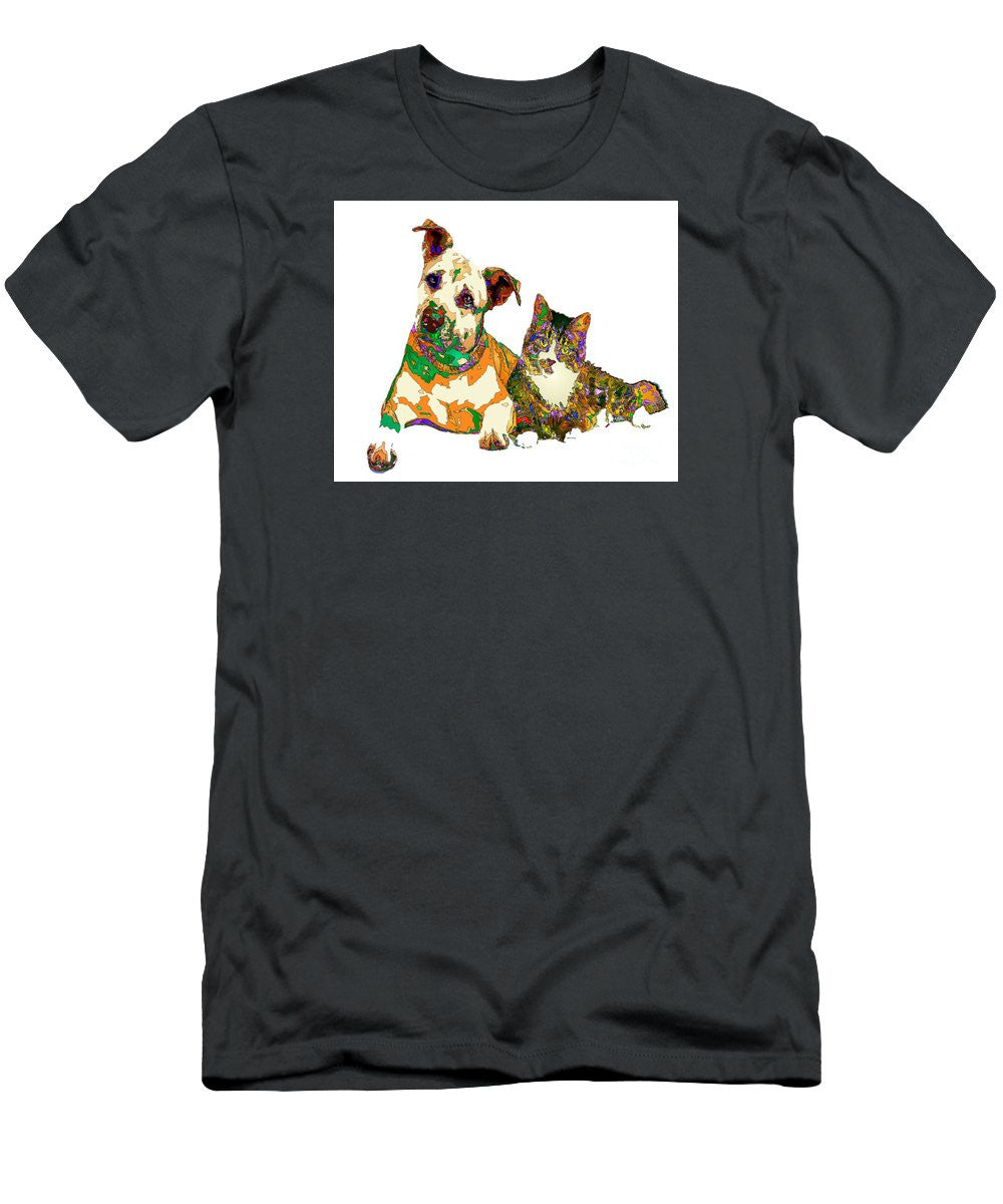 T-shirt pour homme (coupe ajustée) - Nous rendons les gens heureux dans la vie. Série pour animaux de compagnie