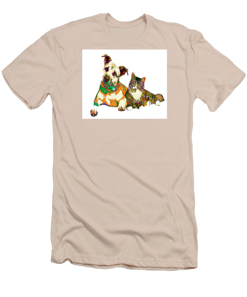 T-shirt pour homme (coupe ajustée) - Nous rendons les gens heureux dans la vie. Série pour animaux de compagnie