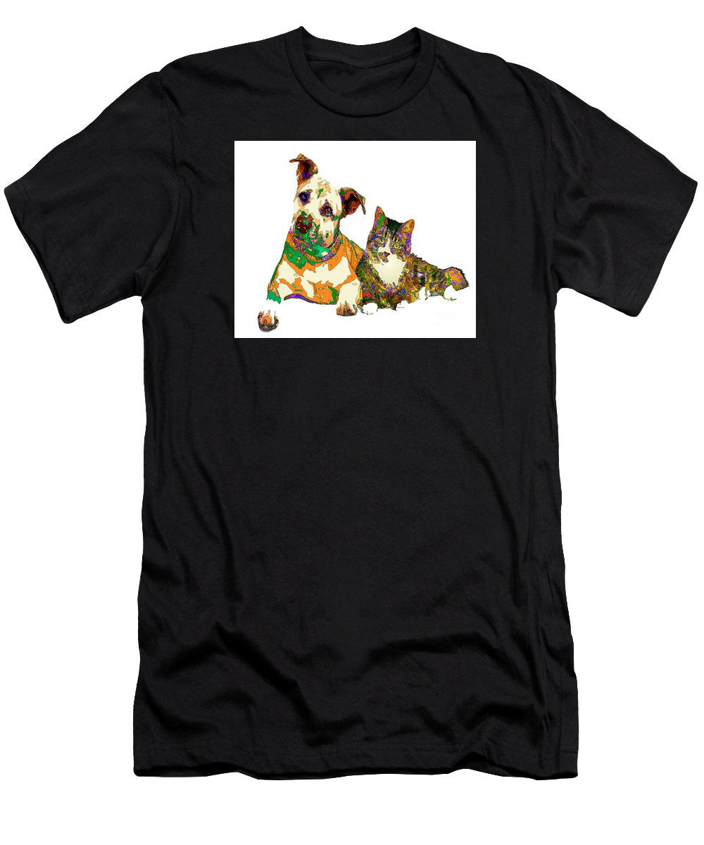 T-shirt pour homme (coupe ajustée) - Nous rendons les gens heureux dans la vie. Série pour animaux de compagnie