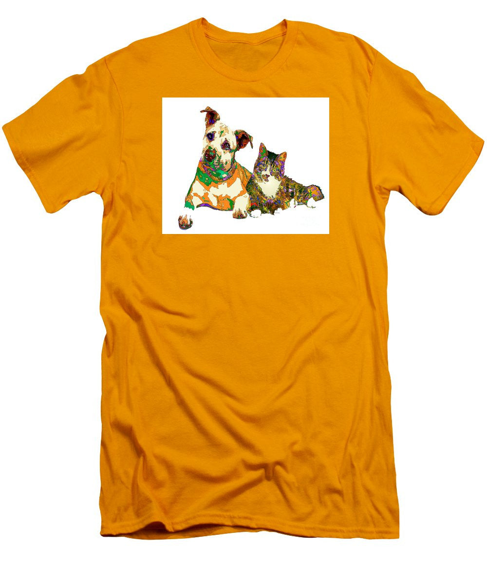 T-shirt pour homme (coupe ajustée) - Nous rendons les gens heureux dans la vie. Série pour animaux de compagnie