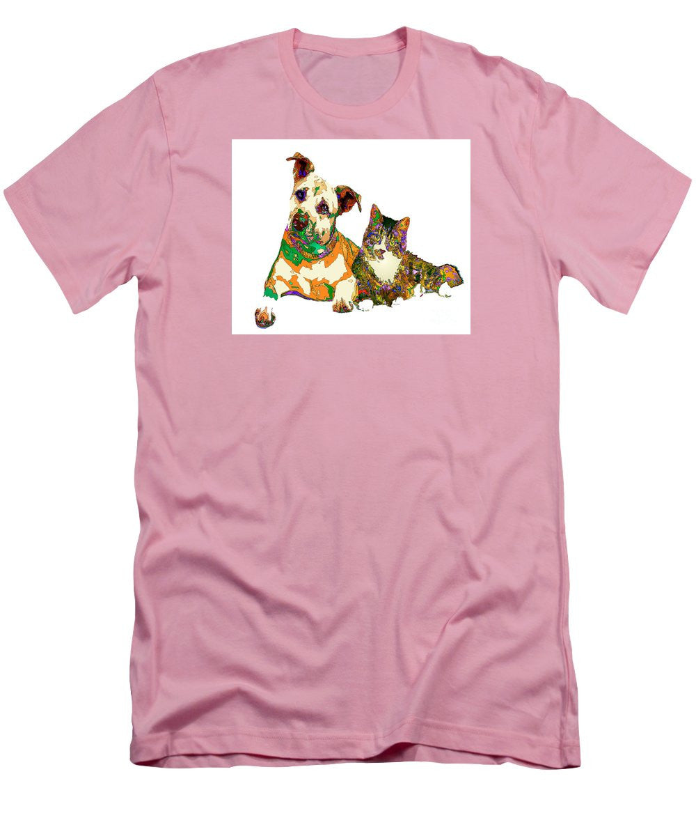 T-shirt pour homme (coupe ajustée) - Nous rendons les gens heureux dans la vie. Série pour animaux de compagnie