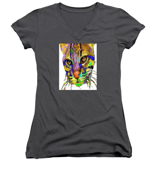 Women's V-Neck T-Shirt (Junior Cut) - Whiskers. Pet Series