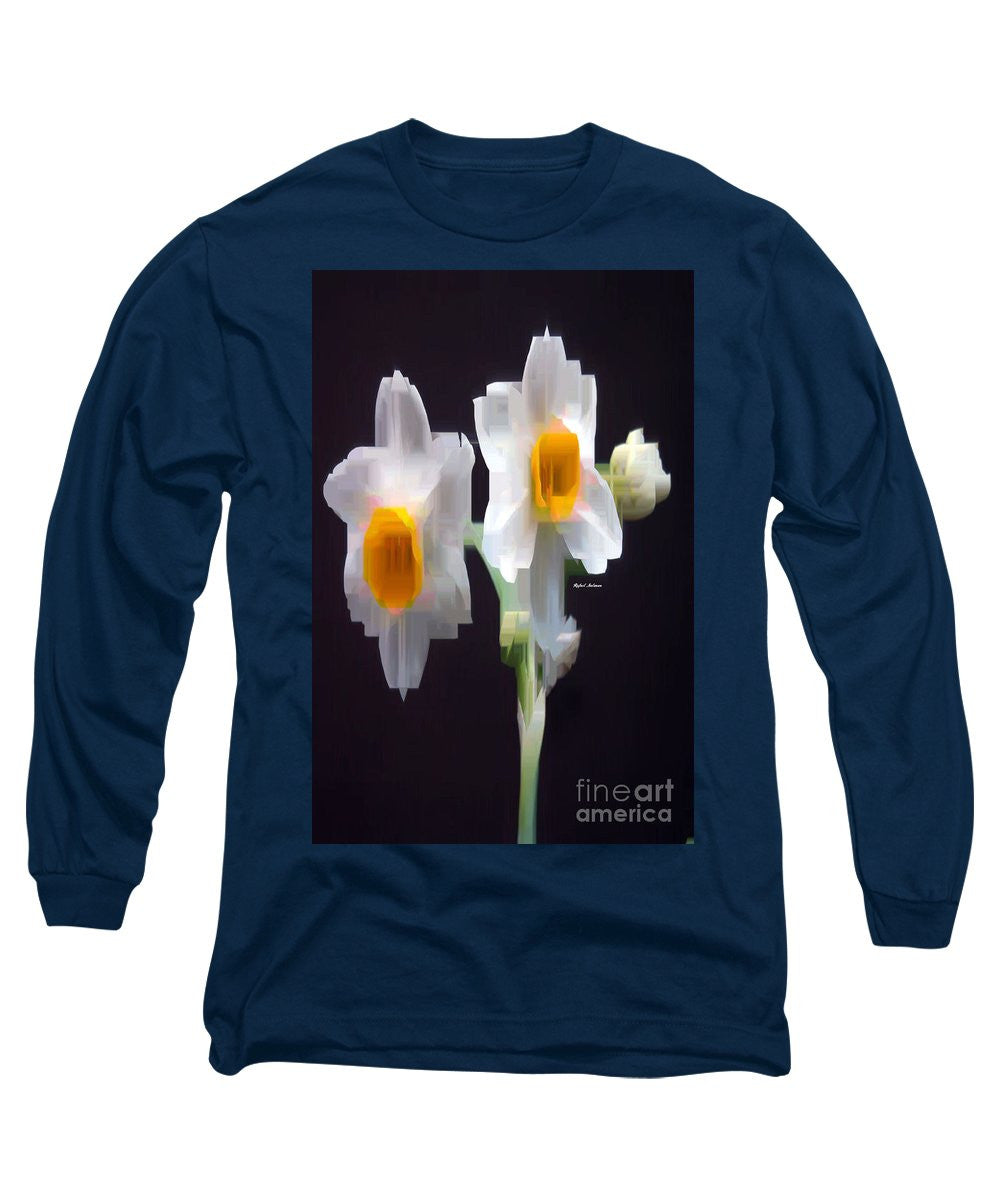 Long Sleeve T-Shirt - White And Yellow Flower