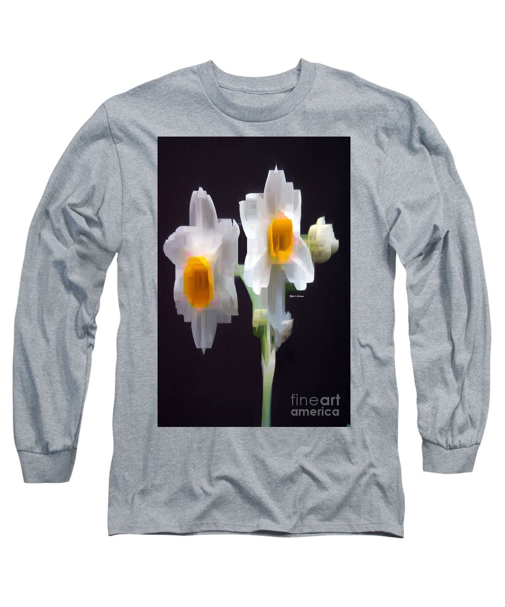 Long Sleeve T-Shirt - White And Yellow Flower