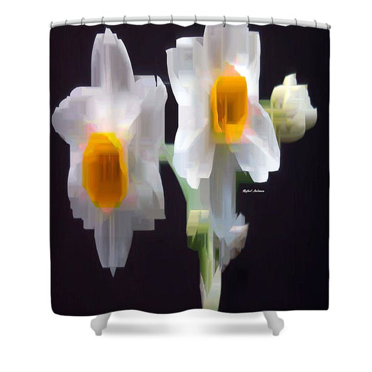 Shower Curtain - White And Yellow Flower