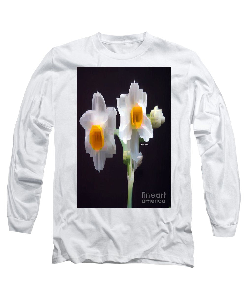 Long Sleeve T-Shirt - White And Yellow Flower