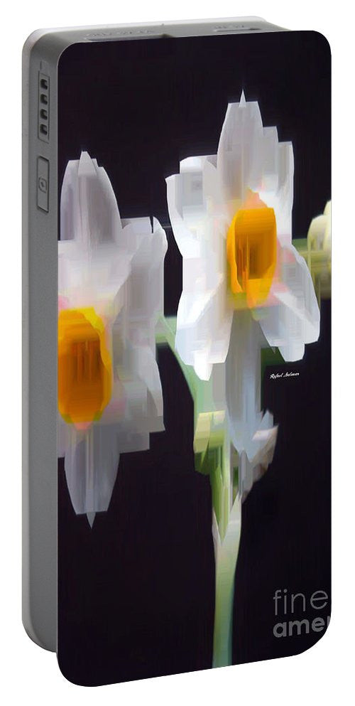 Portable Battery Charger - White And Yellow Flower