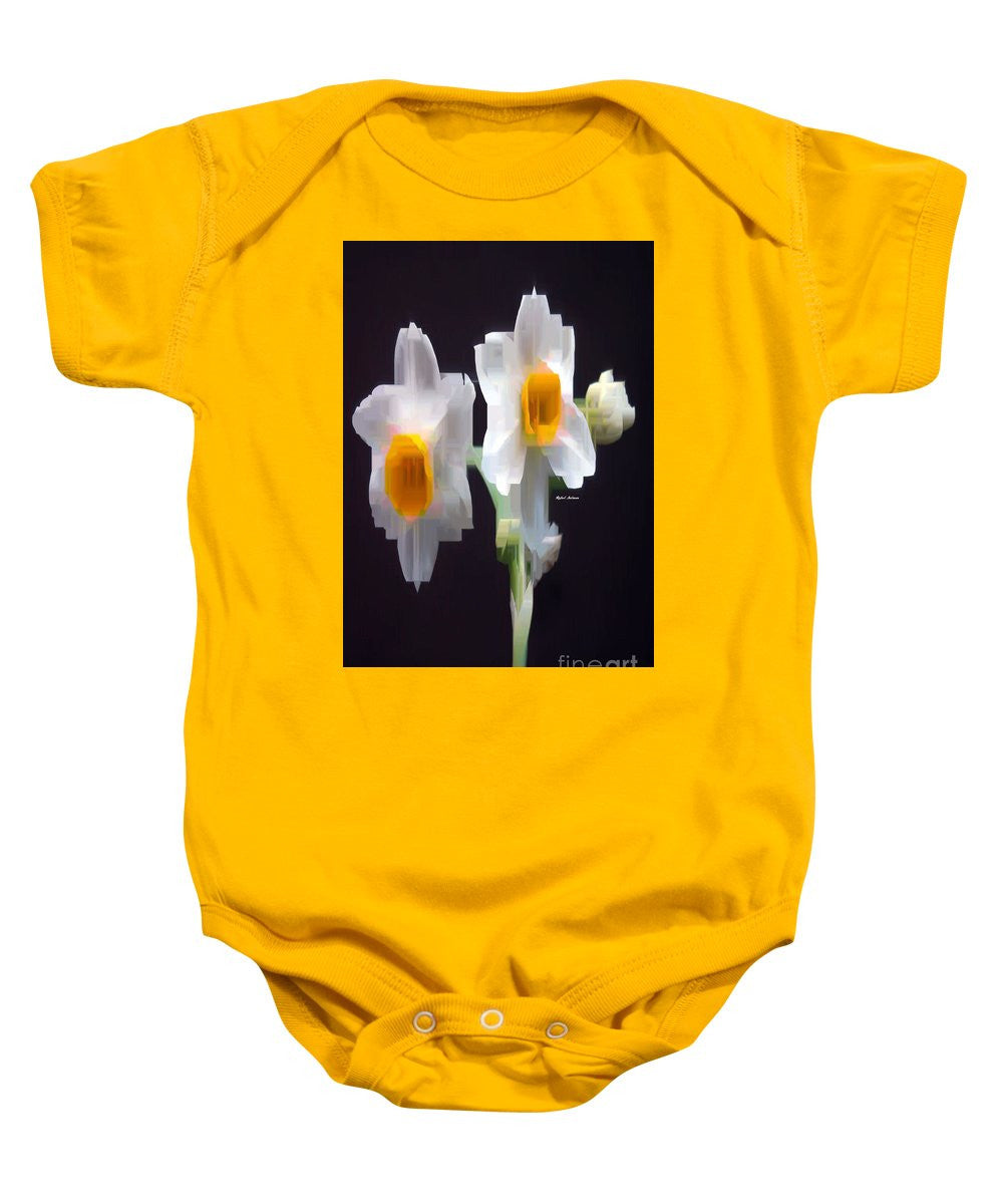 Baby Onesie - White And Yellow Flower