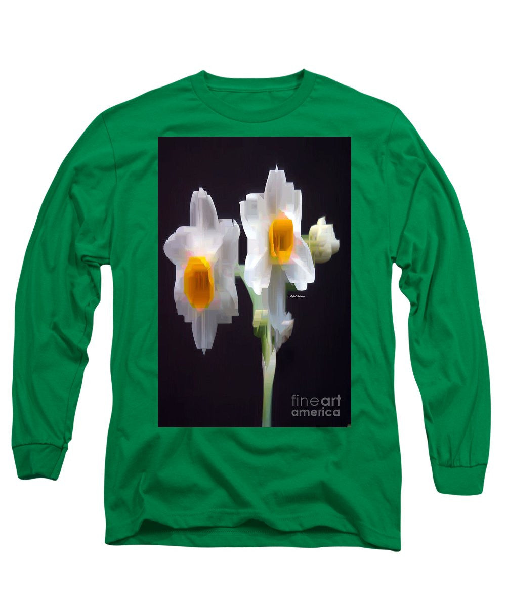 Long Sleeve T-Shirt - White And Yellow Flower